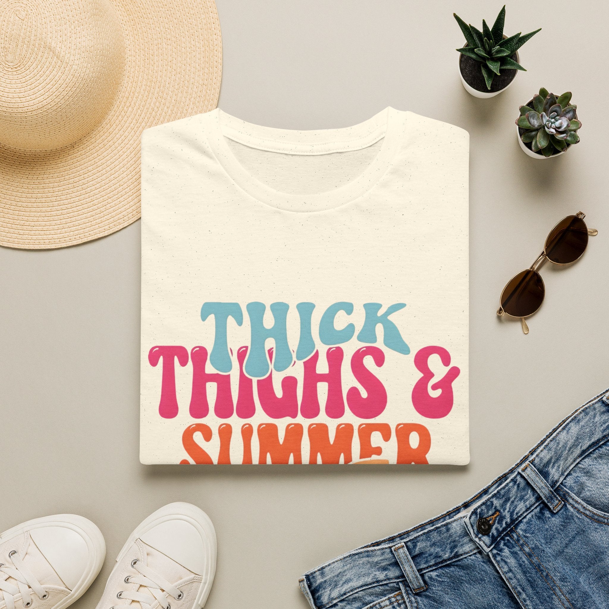 T-Shirt — Thick Thighs & Summer Vibes Retro Graphic Tee