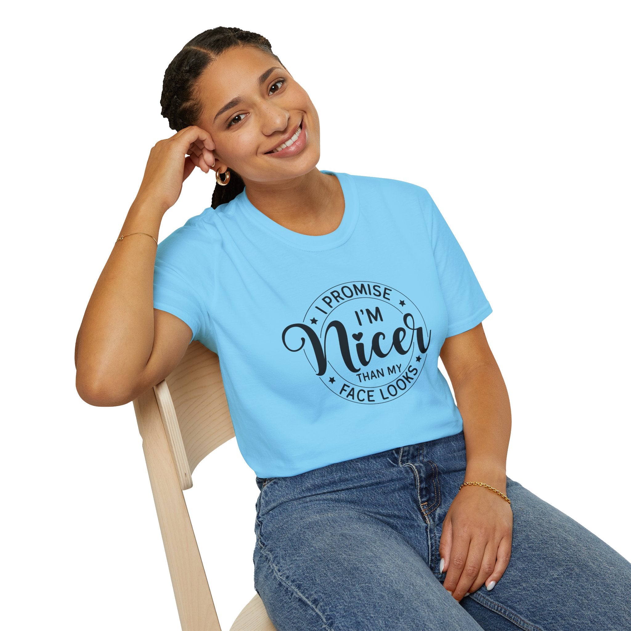 "I Promise I’m Nicer Than My Face Looks" Funny Sarcastic Graphic Tee