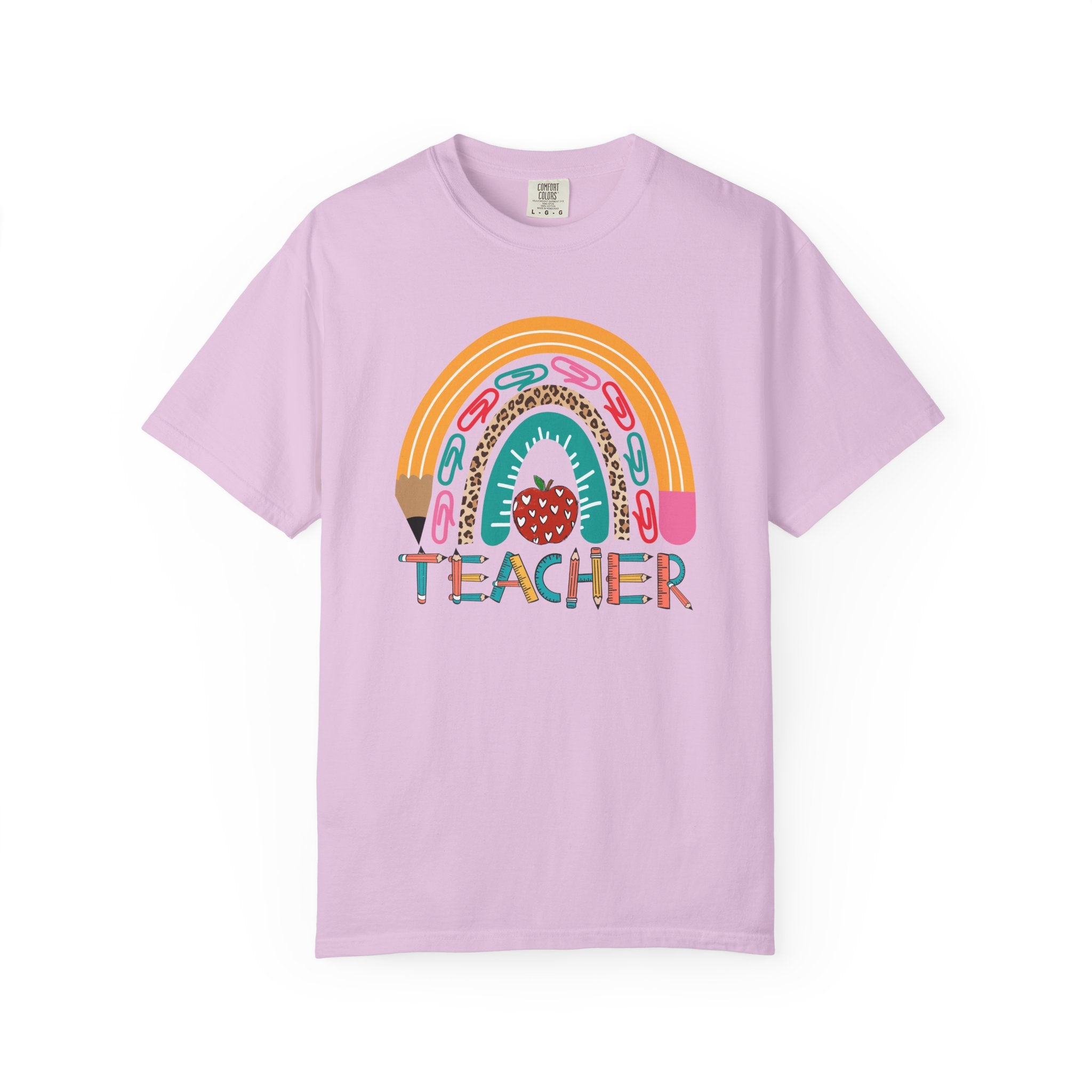 Teacher Rainbow T-Shirt — Cute Apple & Pencil Back-to-School Tee