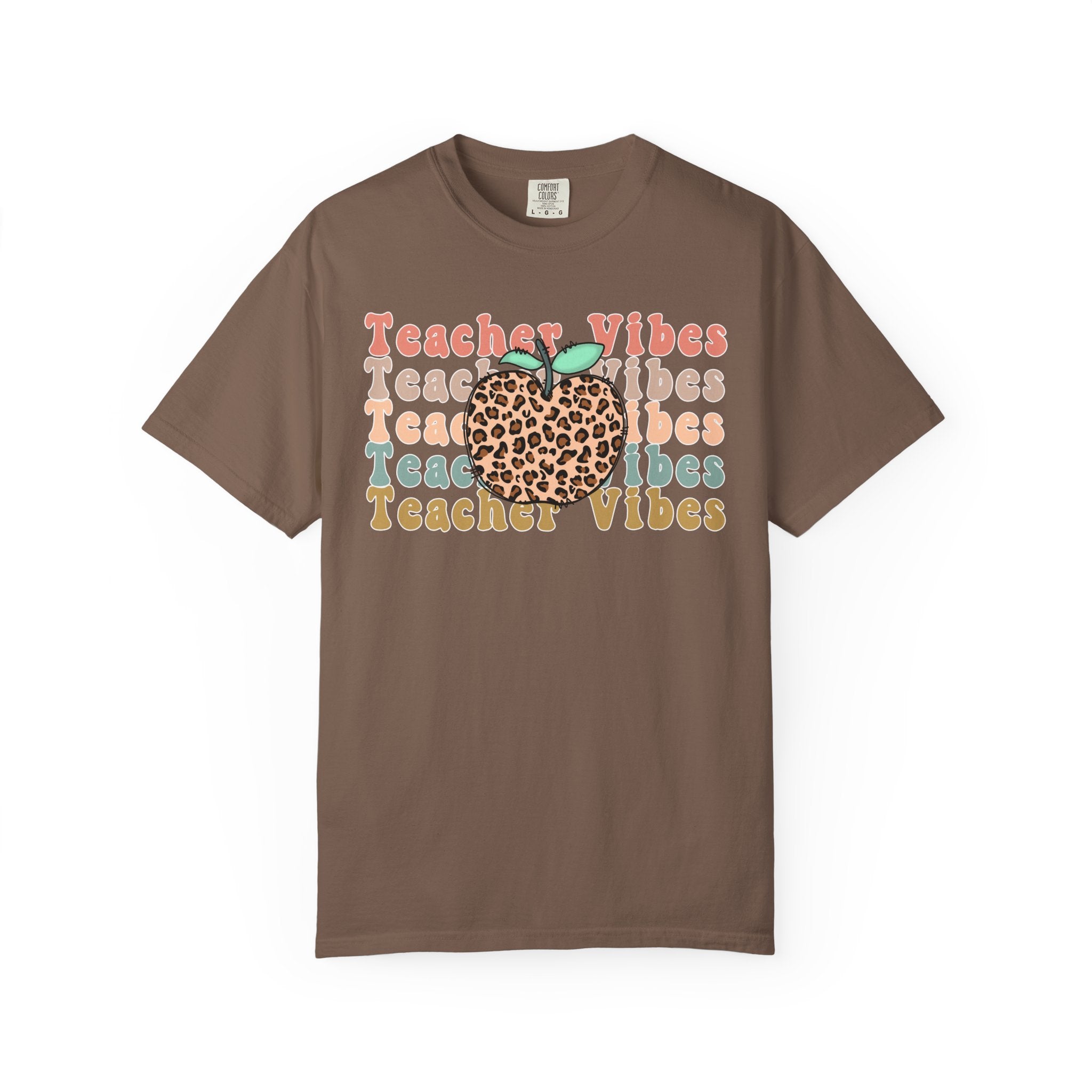 Teacher Vibes Leopard Apple T-Shirt
