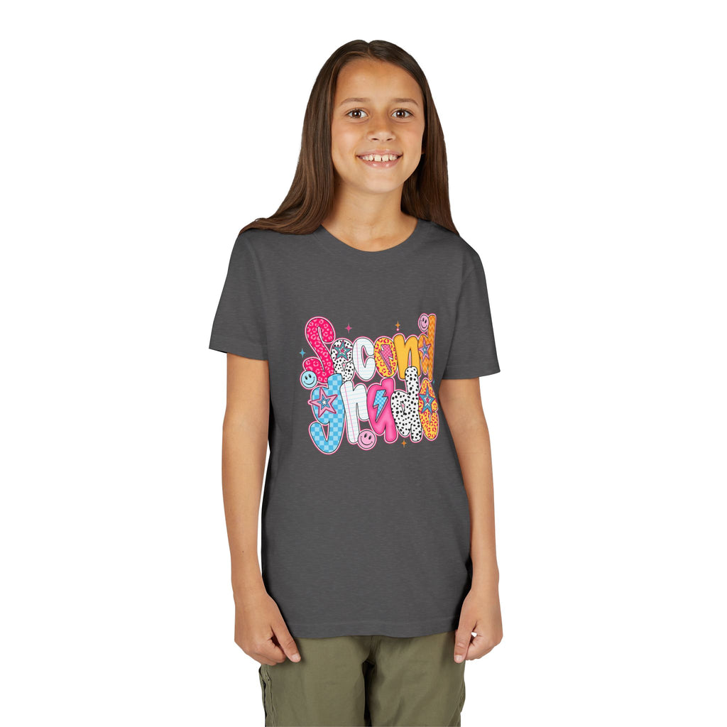 Youth Tee — Colorful 'Second Grade' Playful Retro Graphic