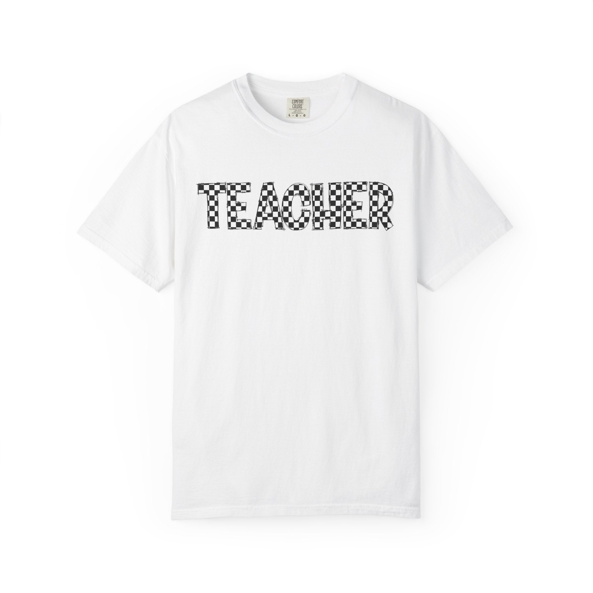 Teacher Checkerboard Graphic Tee — Fun Back-to-School Gift for Educators
