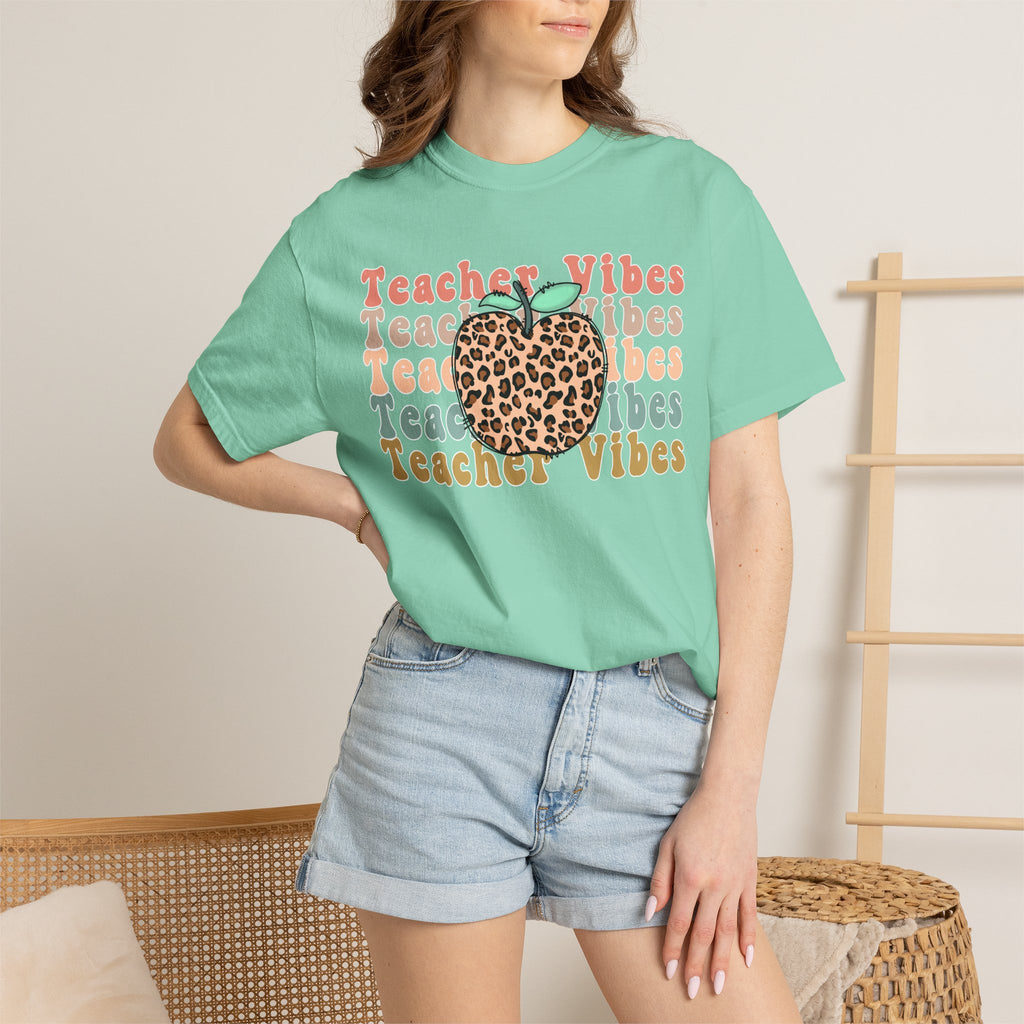 Teacher Vibes Leopard Apple T-Shirt