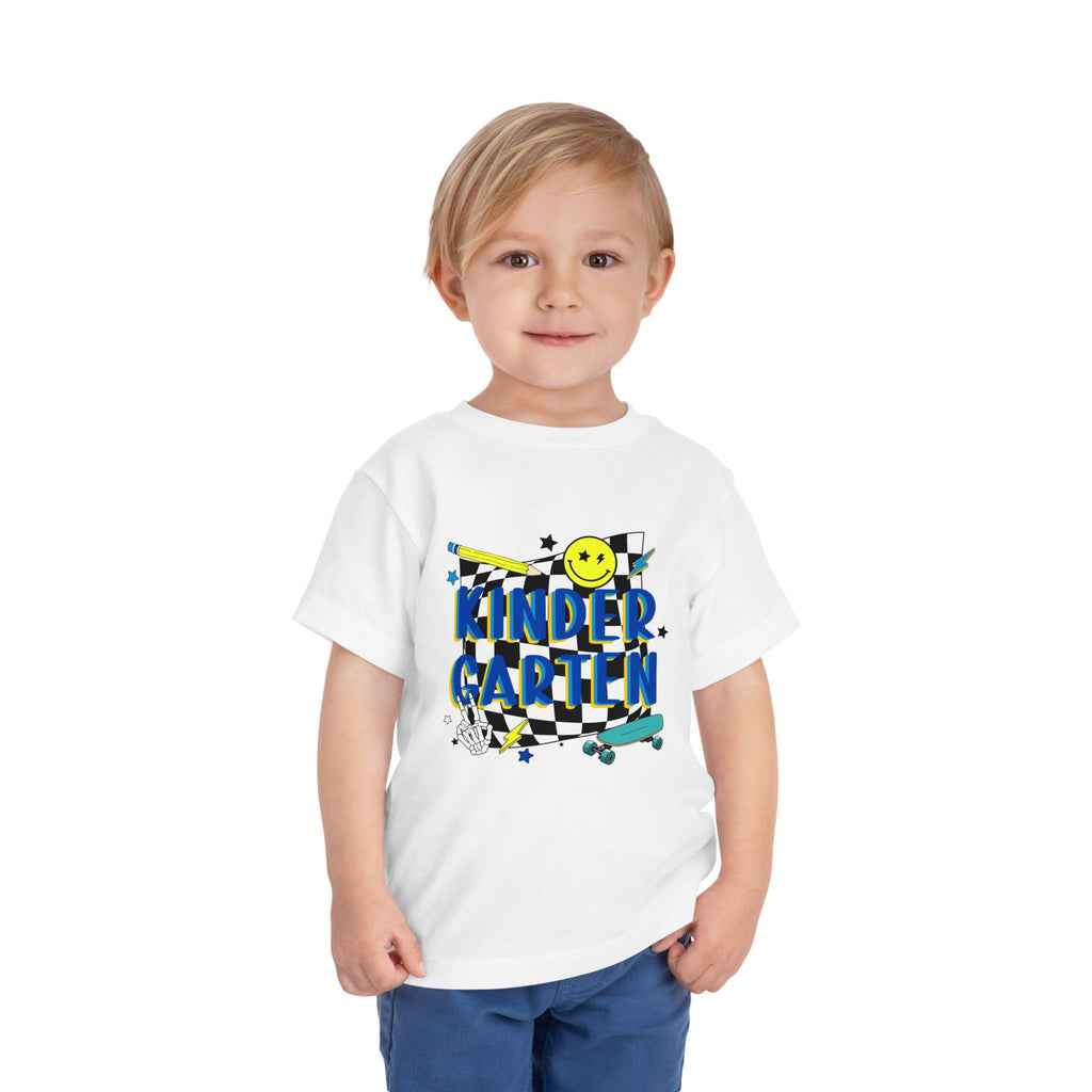 Kindergarten Toddler Tee — Smiley Skateboard Back-to-School Shirt