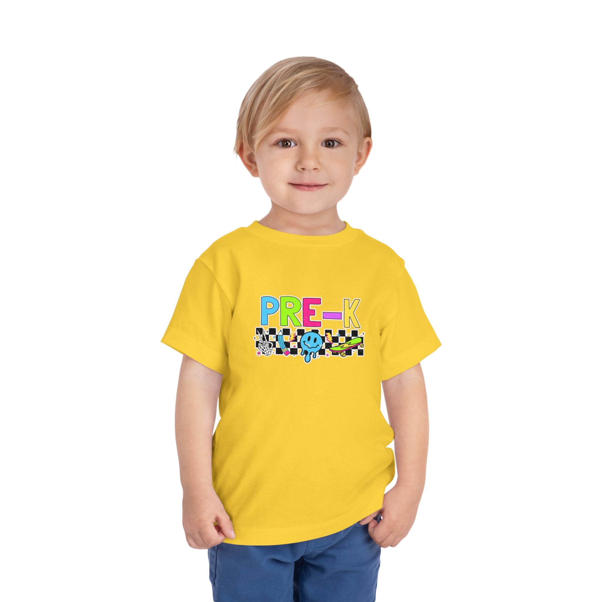 PRE-K Toddler Tee — Colorful Checkerboard Smile Preschool Shirt