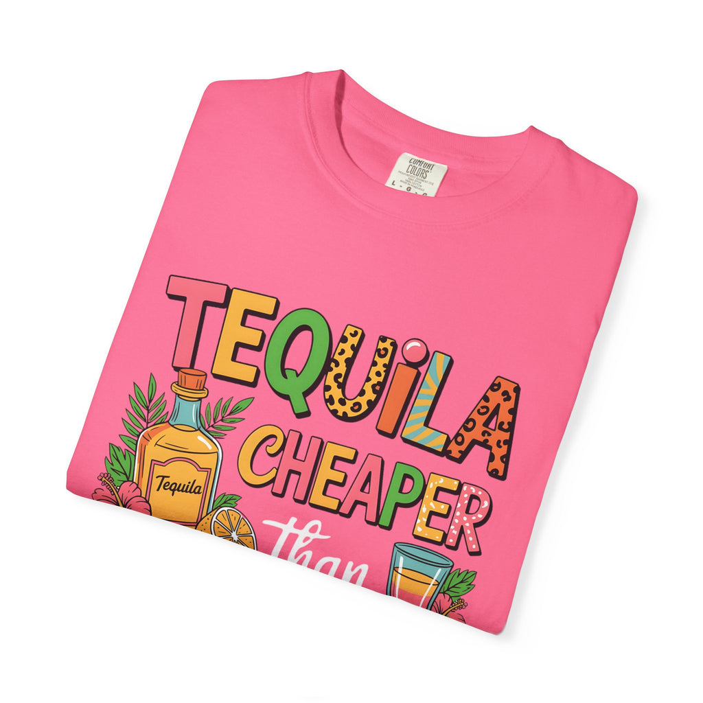 Tequila Cheaper Than Therapy T-shirt | Funny Margarita Cocktail Graphic