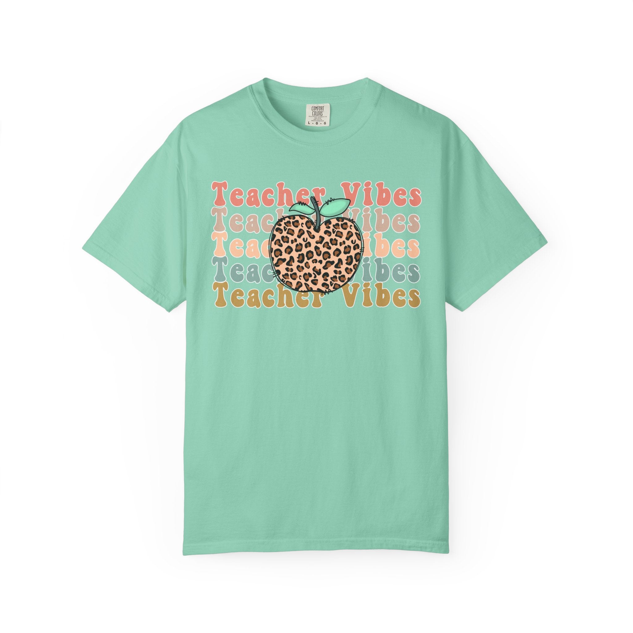 Teacher Vibes Leopard Apple T-Shirt
