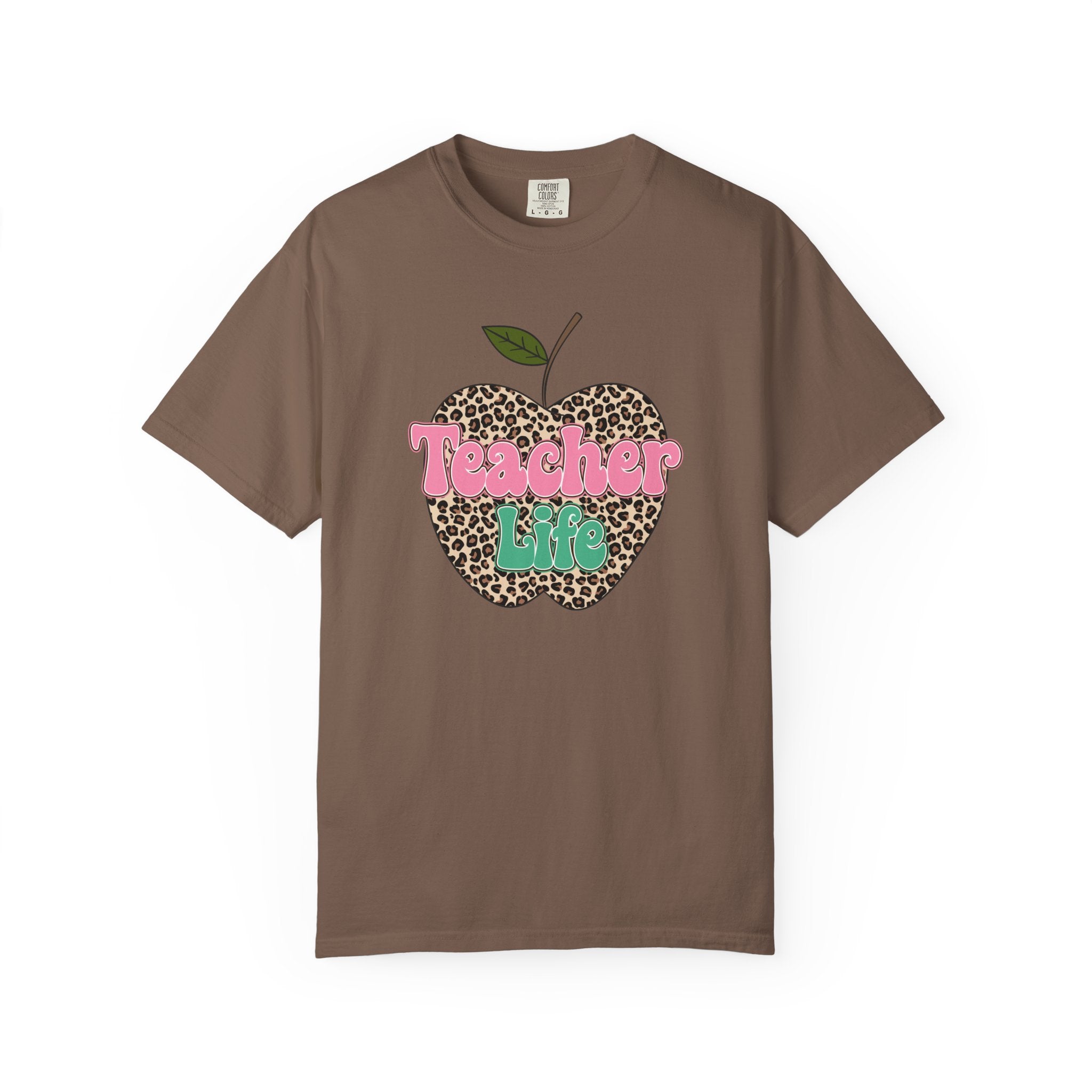 Teacher Life T-Shirt — Leopard Apple Graphic Tee for Educators