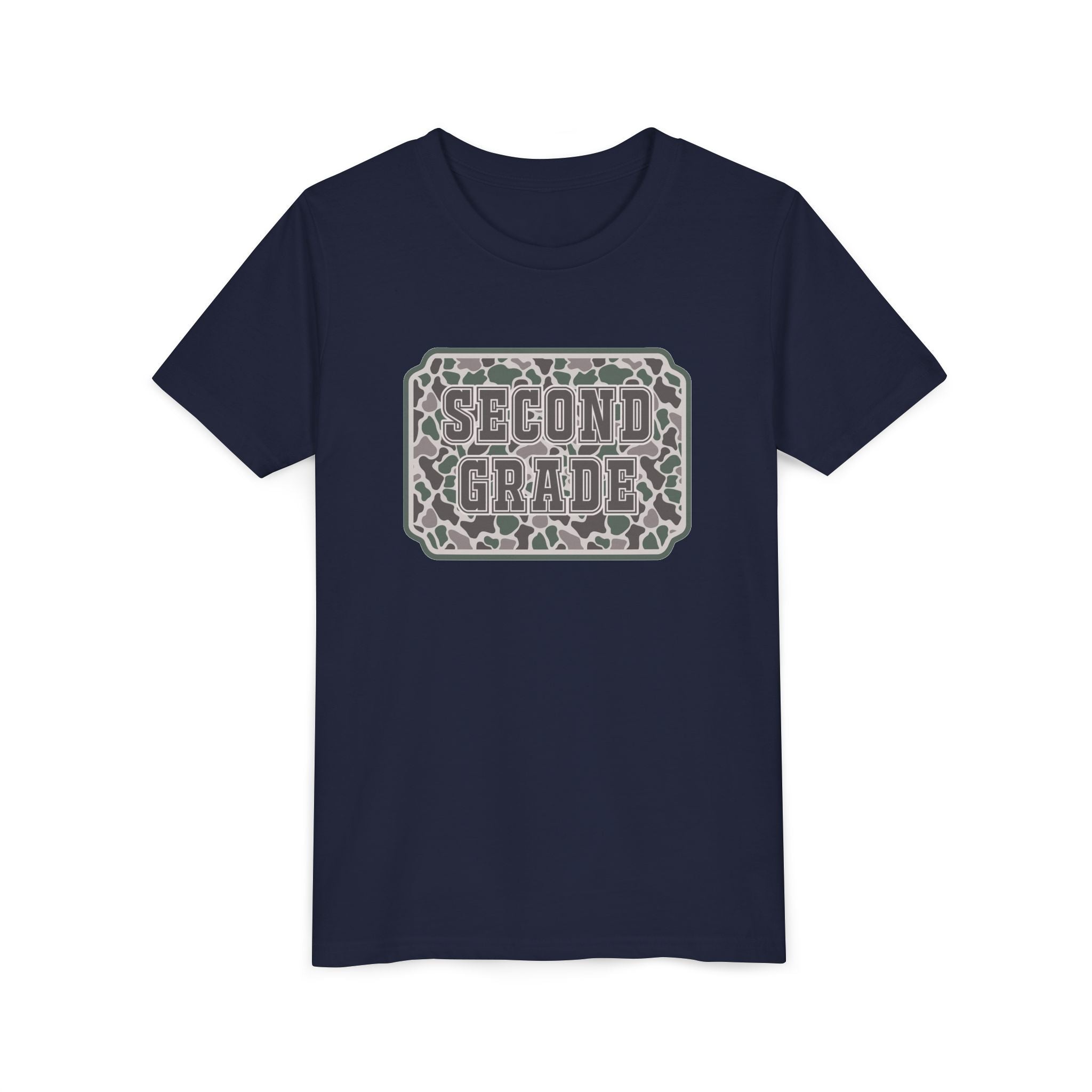 Second Grade Youth Tee - Camo Patch Back to School Shirt