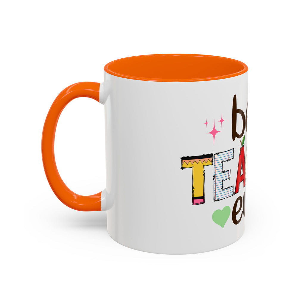 Best Teacher Ever Accent Coffee Mug – Gift for Teachers, Colorful School Appreciation Cup