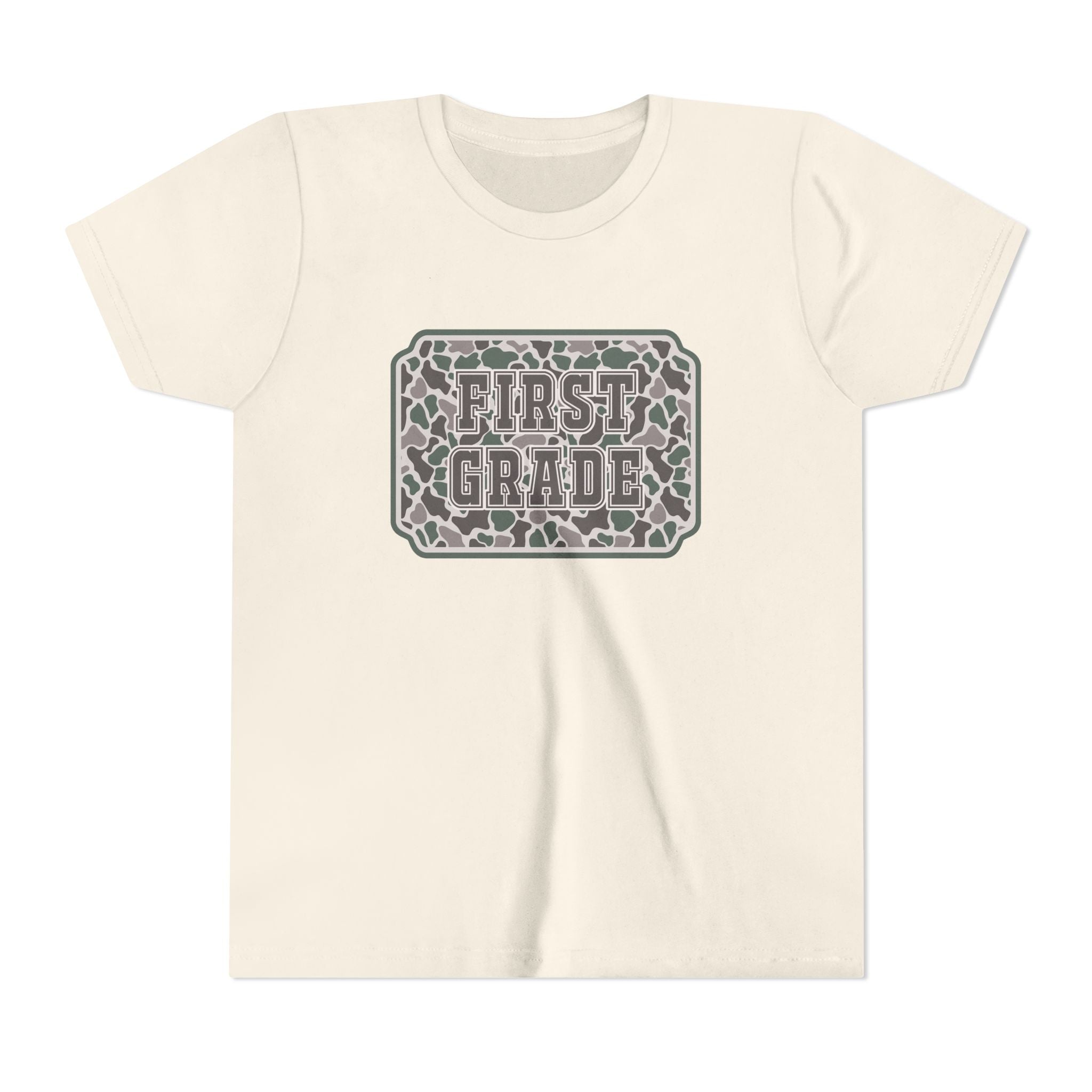 First Grade Tee — Camo Pattern Kids Back to School Shirt
