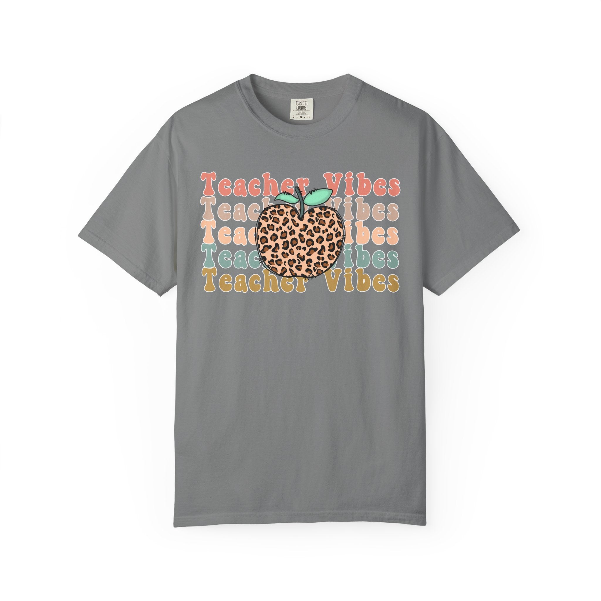 Teacher Vibes Leopard Apple T-Shirt