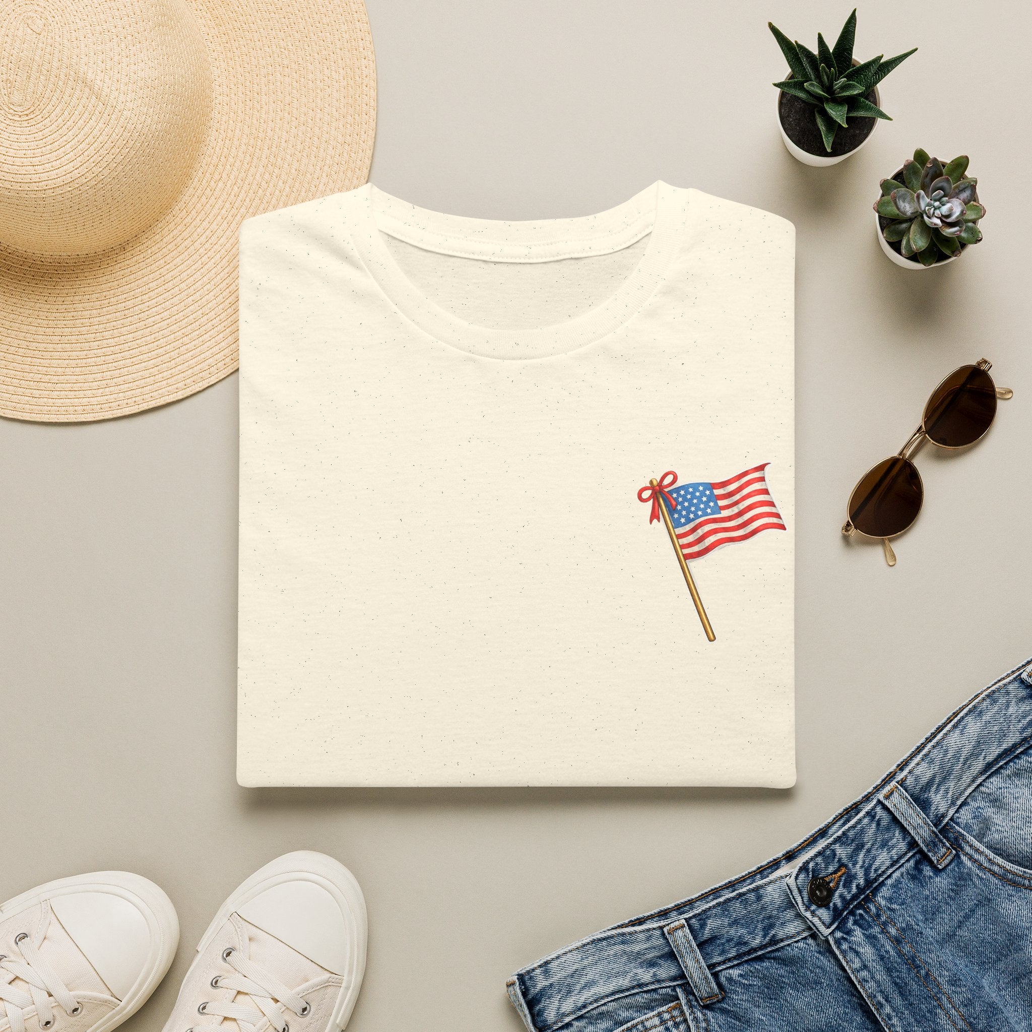 Pocket Flag T-Shirt — Small American Flag Chest Tee