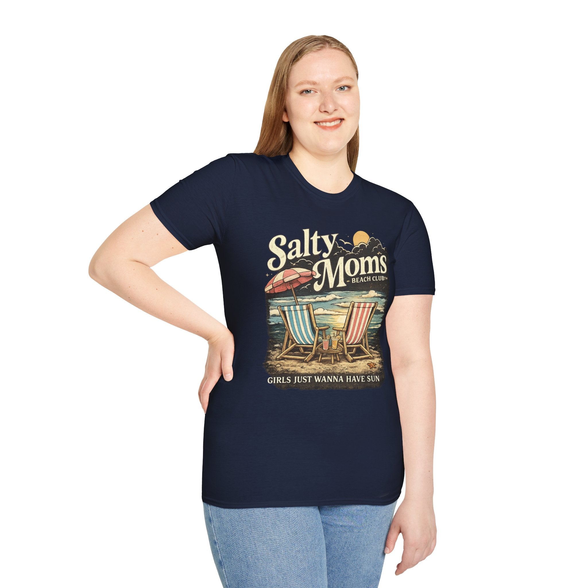 Salty Moms Beach Club T-Shirt — Vintage Coastal Mom Tee