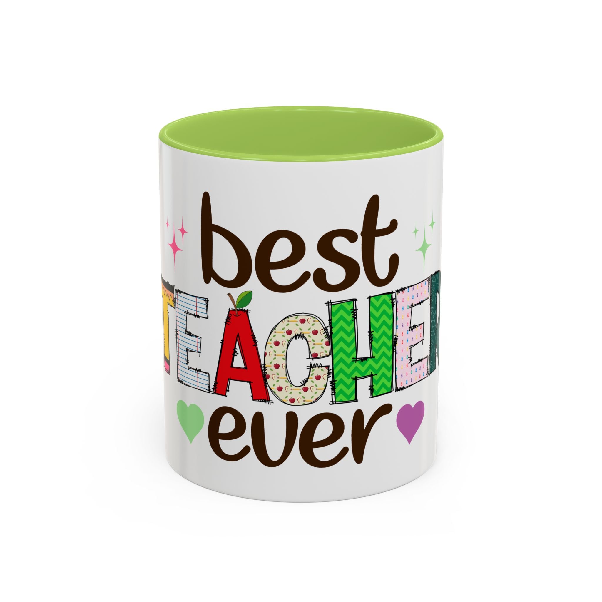 Best Teacher Ever Accent Coffee Mug – Gift for Teachers, Colorful School Appreciation Cup