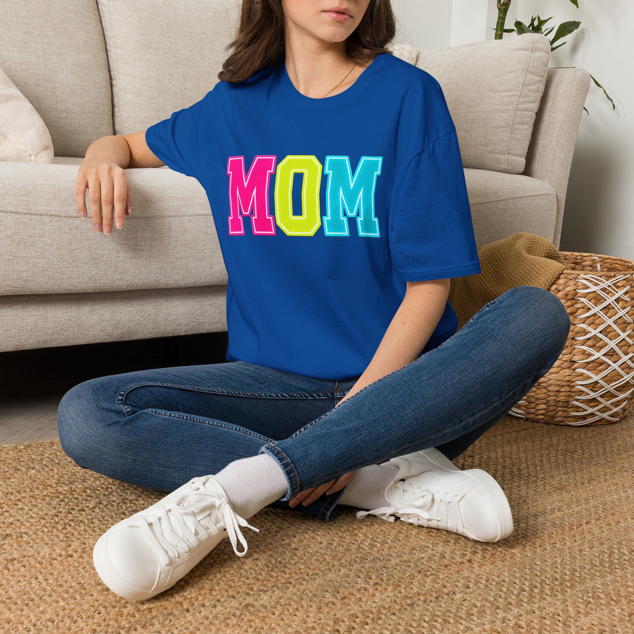 Mom Colorblock T-Shirt — Bright Retro MOM Graphic Tee for Mothers, Summer Vibe