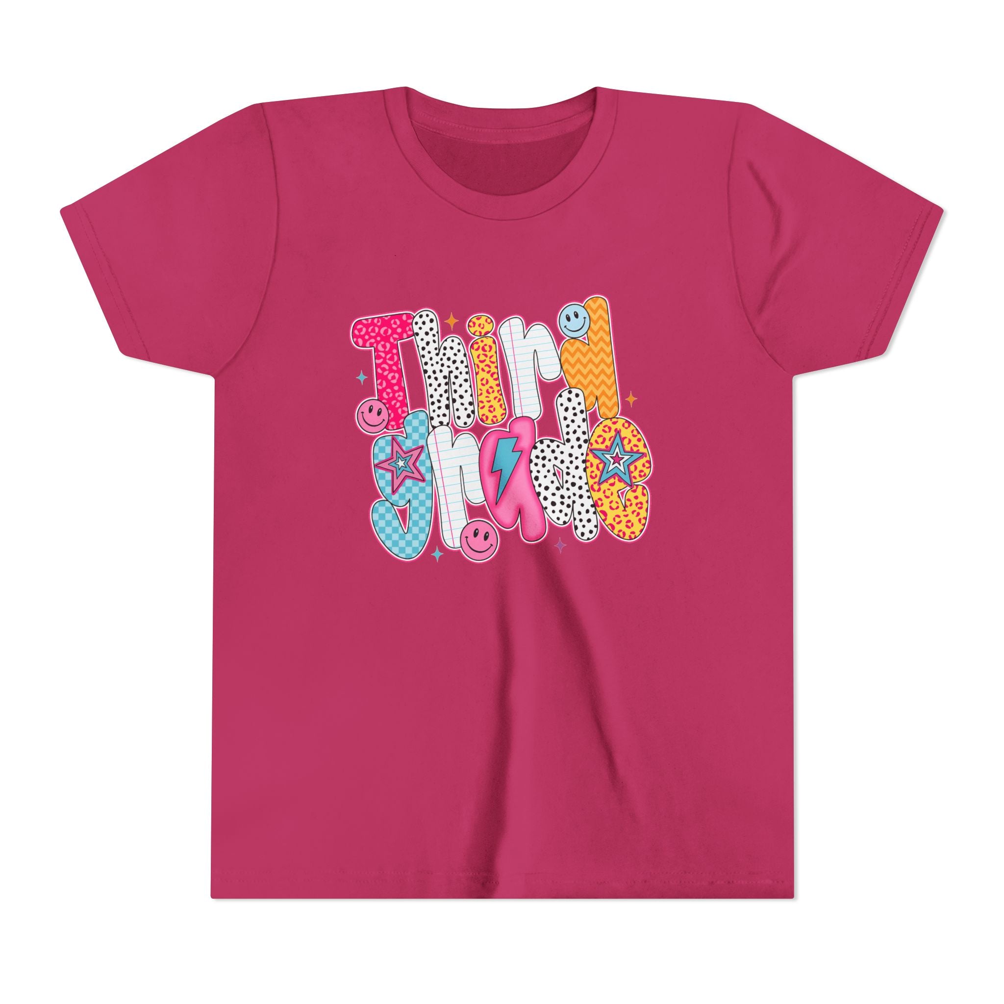 Third Grade — Colorful 'Think Big' Retro Graphic Shirt for Kids