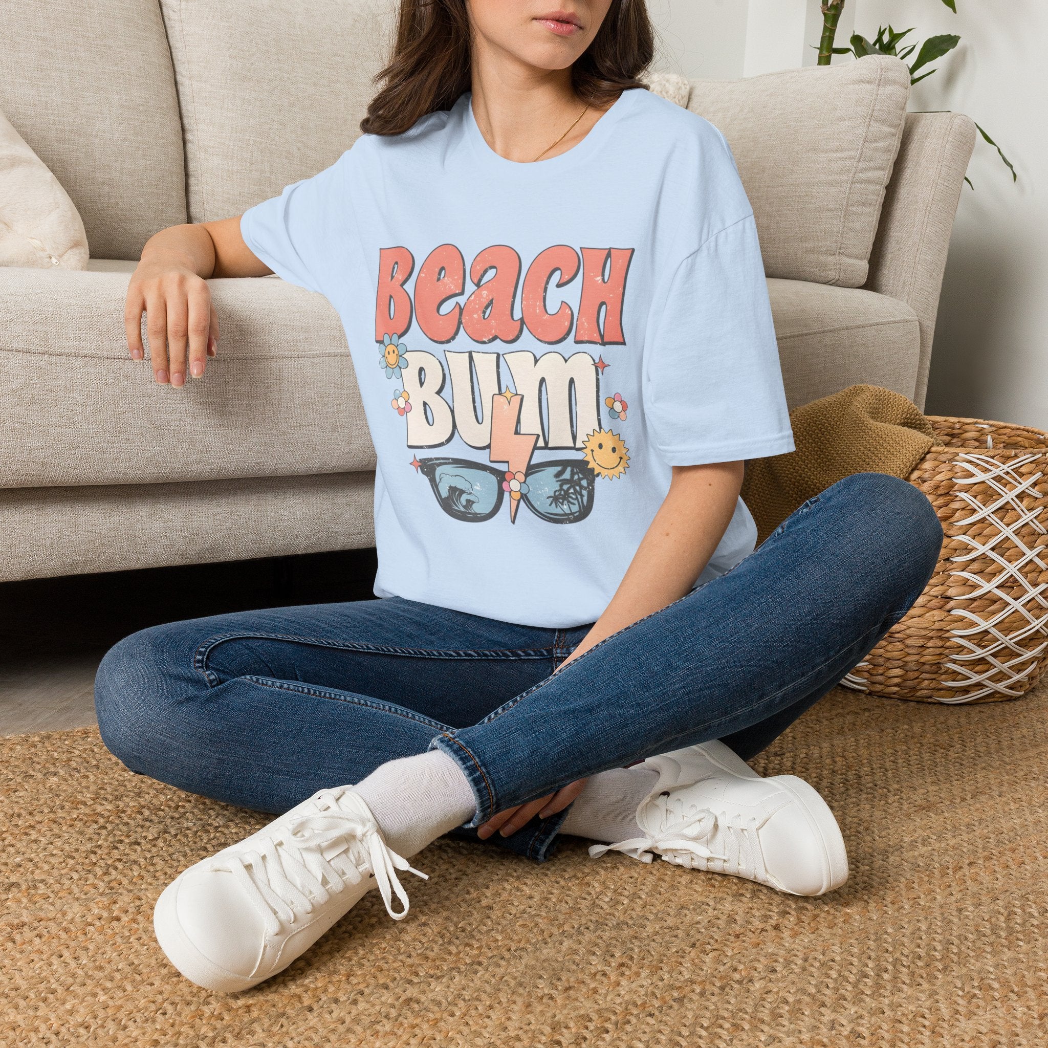 Beach Bum T-Shirt — Retro Floral Surf Vibes Tee