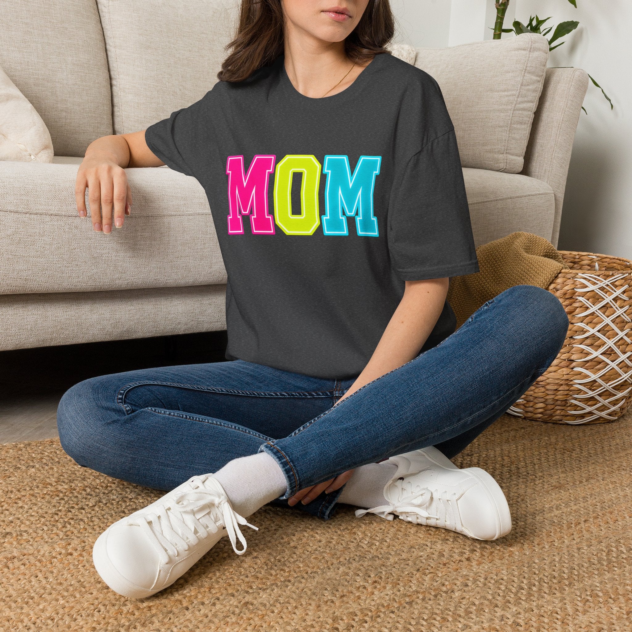 Mom Colorblock T-Shirt — Bright Retro MOM Graphic Tee for Mothers, Summer Vibe