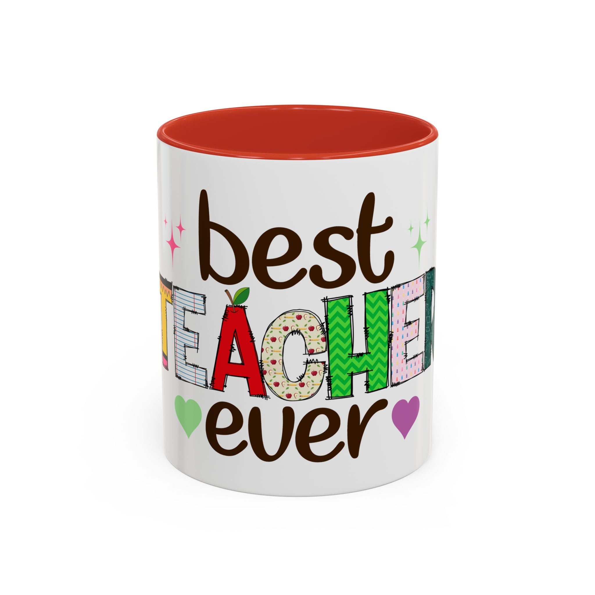 Best Teacher Ever Accent Coffee Mug – Gift for Teachers, Colorful School Appreciation Cup