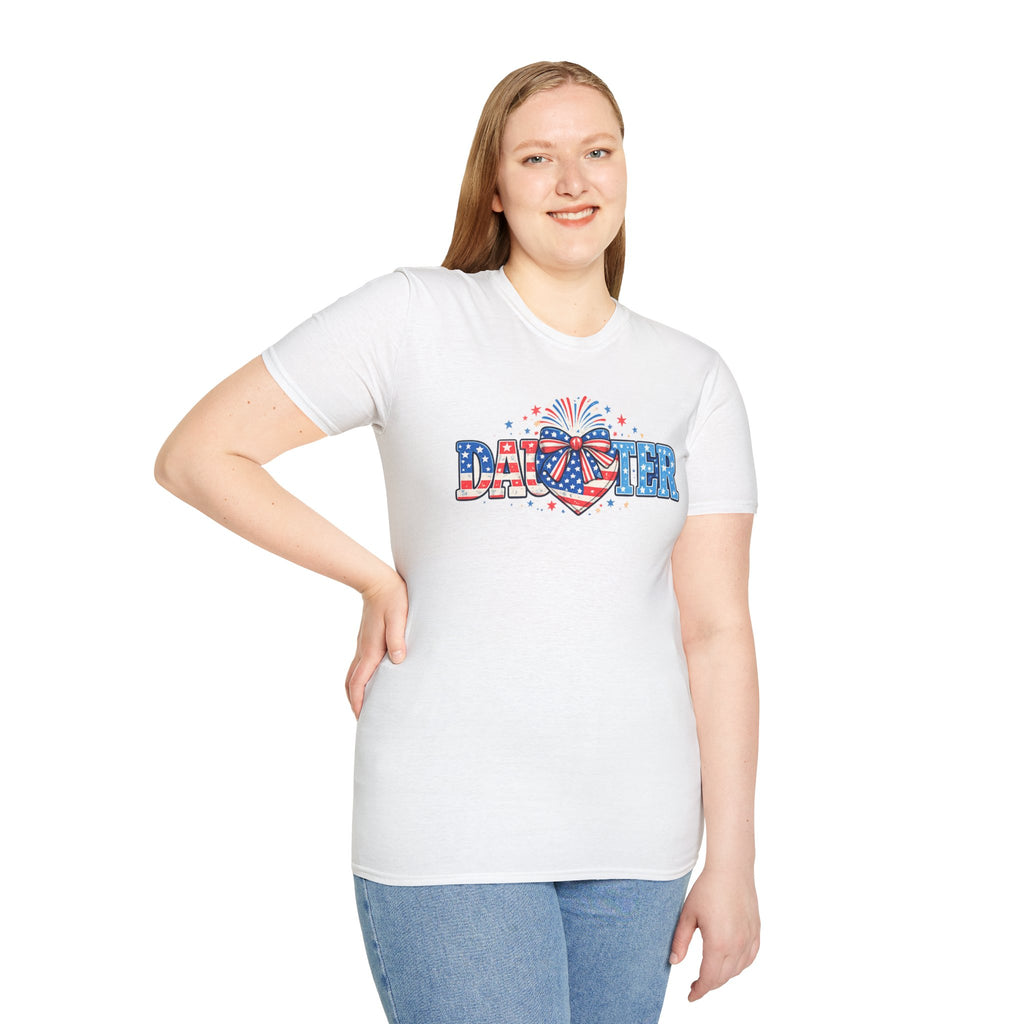 Daughter Patriotic Tee — USA Flag Heart Fireworks Design