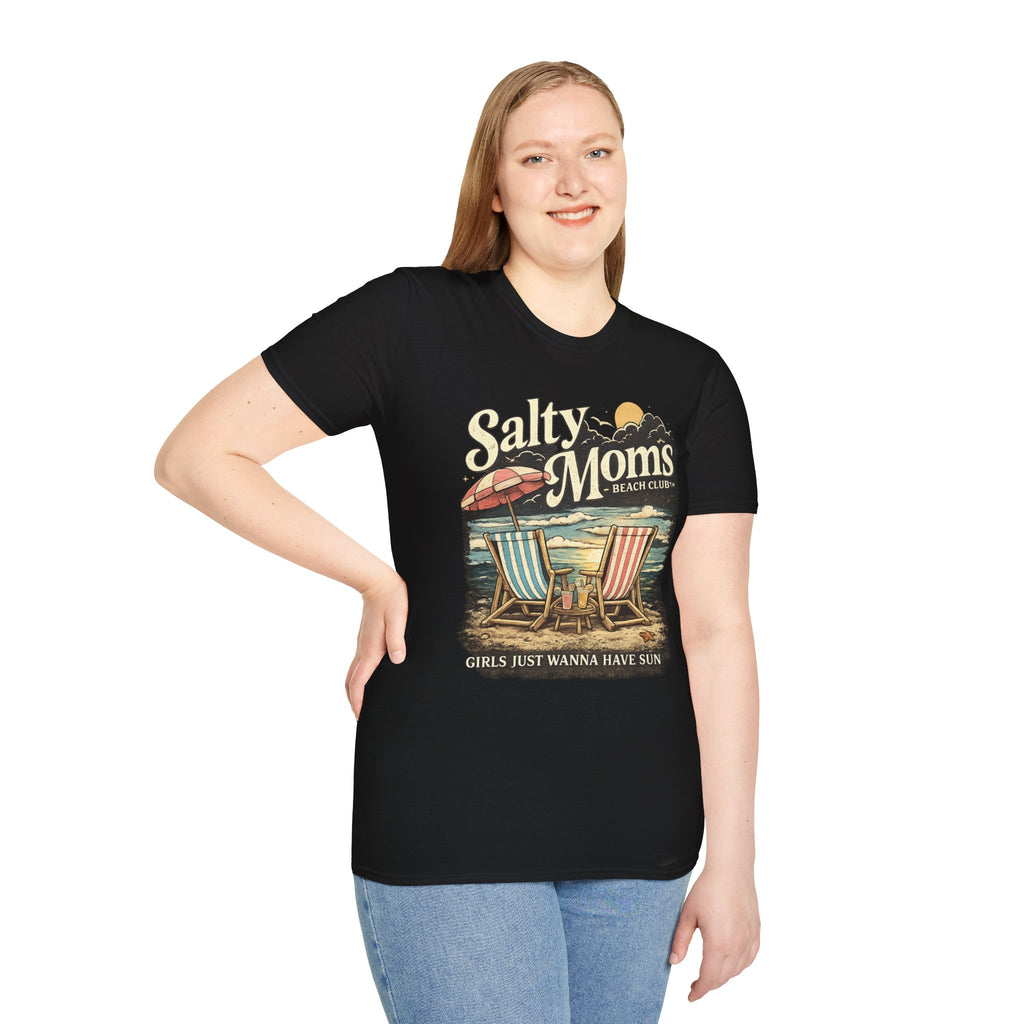 Salty Moms Beach Club T-Shirt — Vintage Coastal Mom Tee