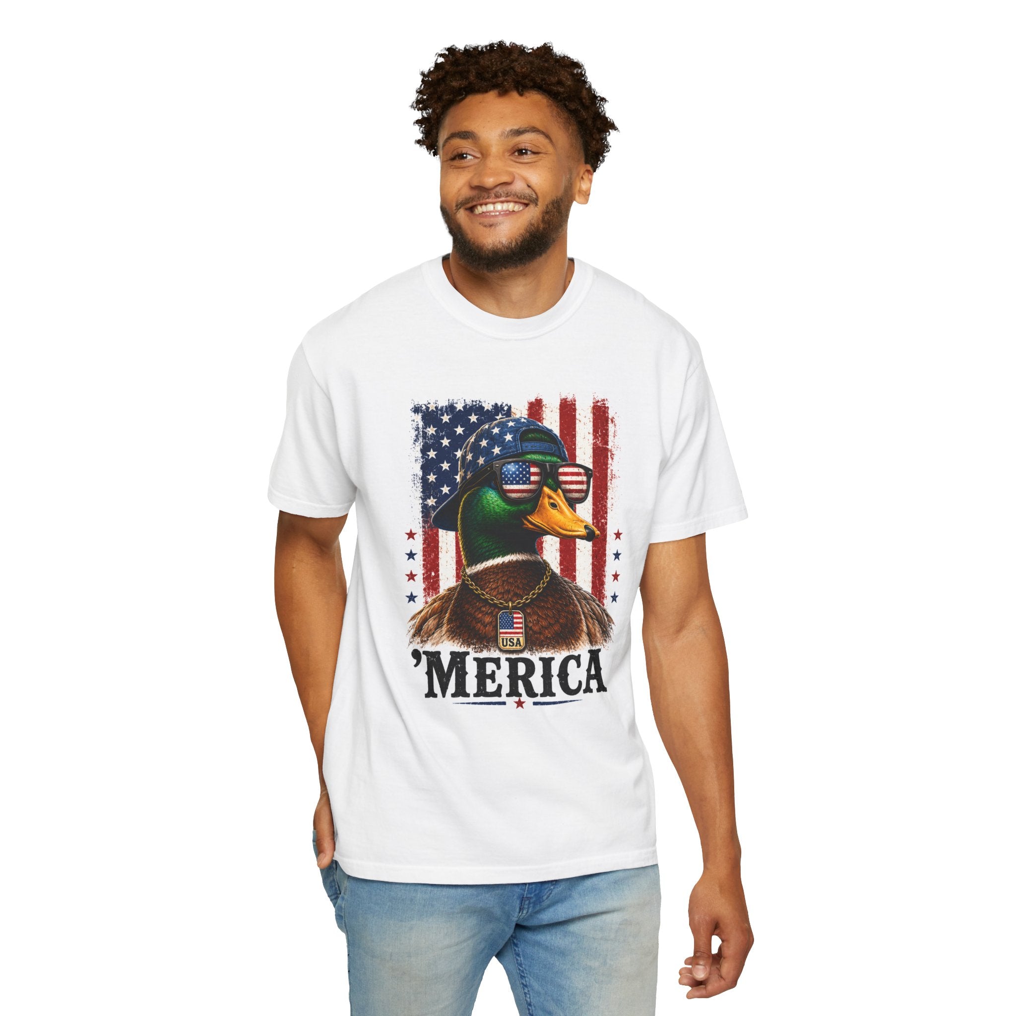 'Merica Duck Graphic T-Shirt — Patriotic American Flag Tee