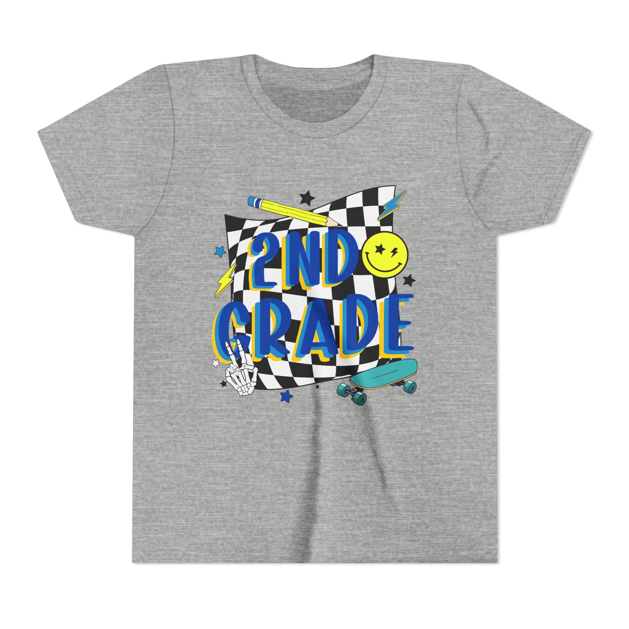 2nd Grade Kids T‑Shirt — Colorful Back-to-School Skateboard Design