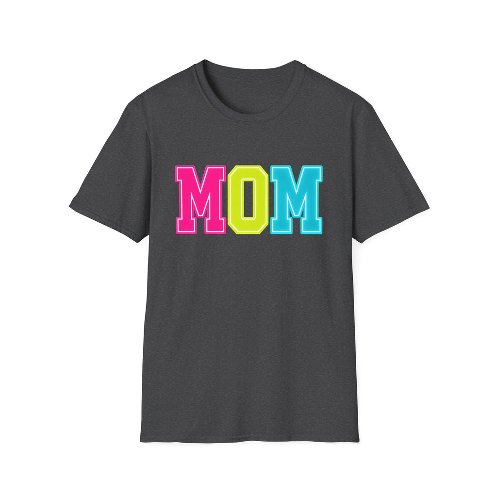Mom Colorblock T-Shirt — Bright Retro MOM Graphic Tee for Mothers, Summer Vibe