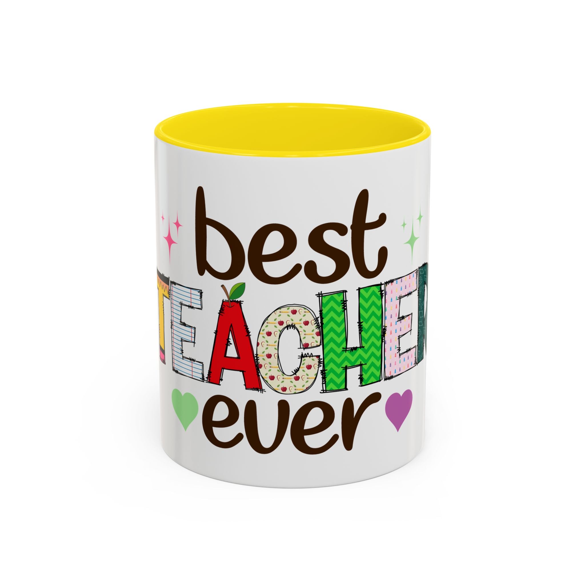 Best Teacher Ever Accent Coffee Mug – Gift for Teachers, Colorful School Appreciation Cup