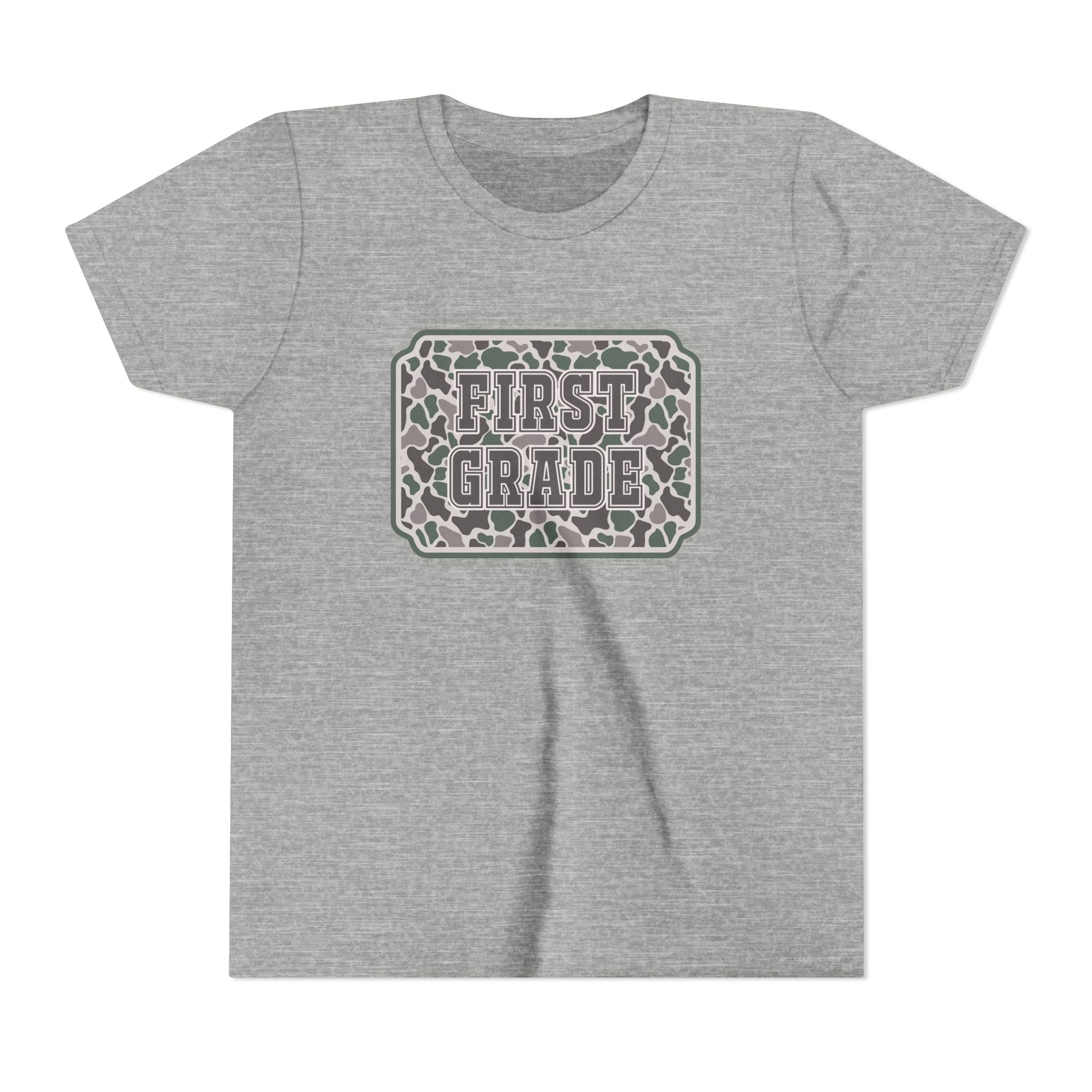First Grade Tee — Camo Pattern Kids Back to School Shirt