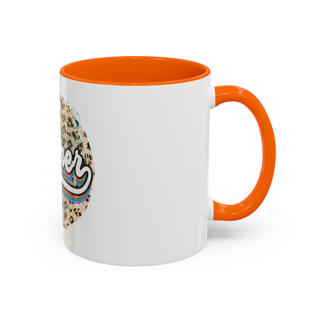 Teacher Leopard Print Accent Coffee Mug – Retro Script Teacher Gift (11/15oz)