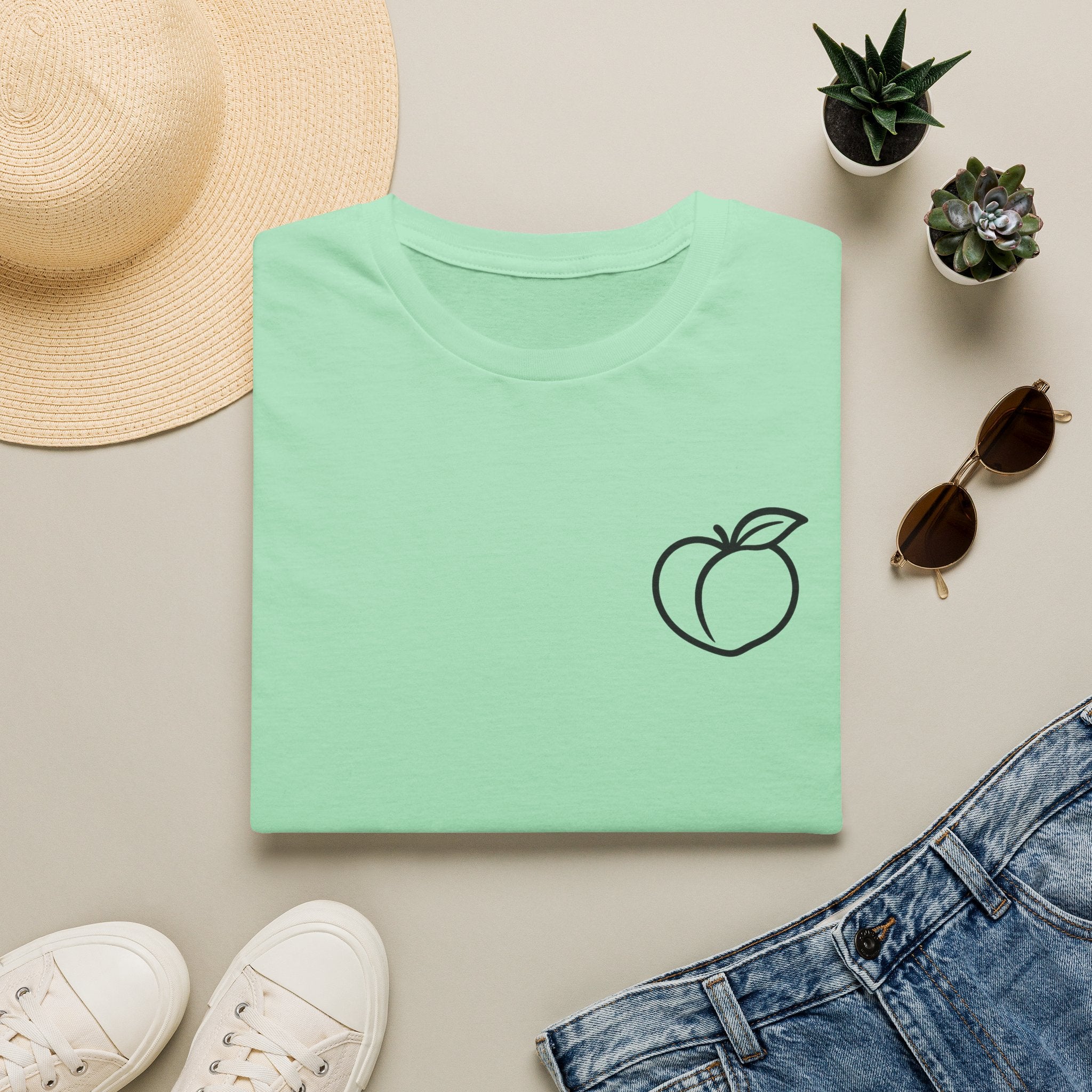 Peach Outline T‑Shirt — Minimal Fruit Graphic Tee
