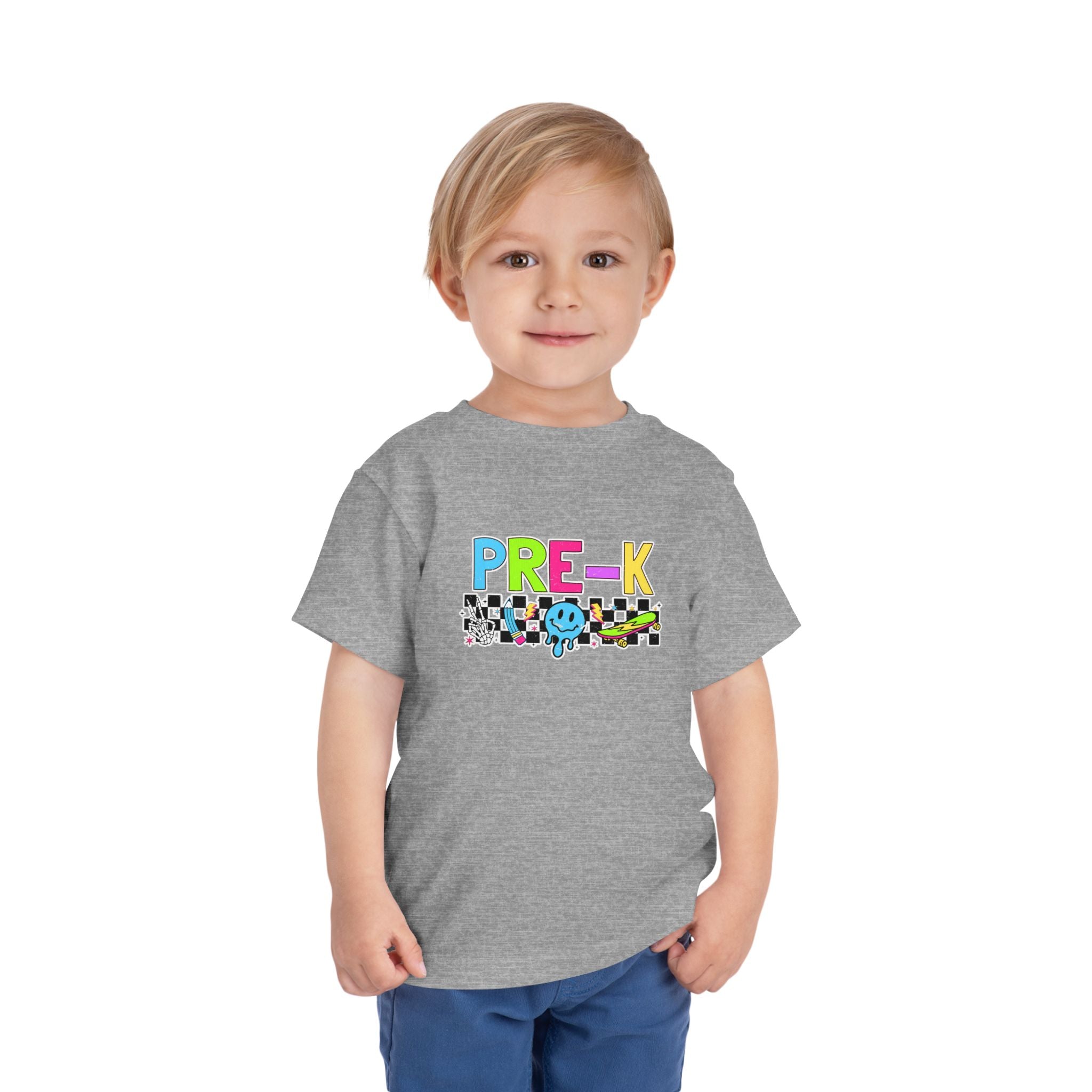 PRE-K Toddler Tee — Colorful Checkerboard Smile Preschool Shirt