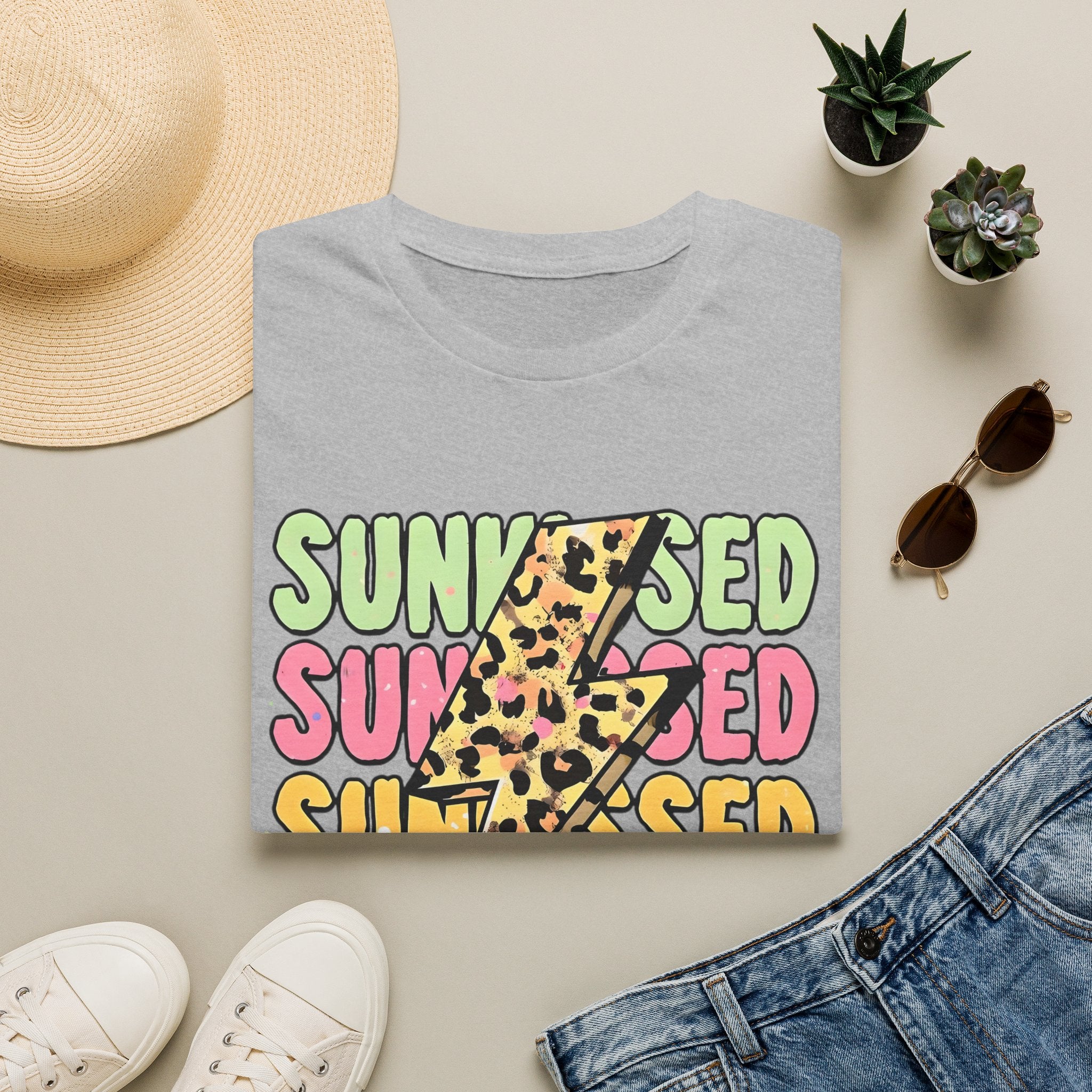 Sunkissed Retro Leopard Lightning T‑Shirt