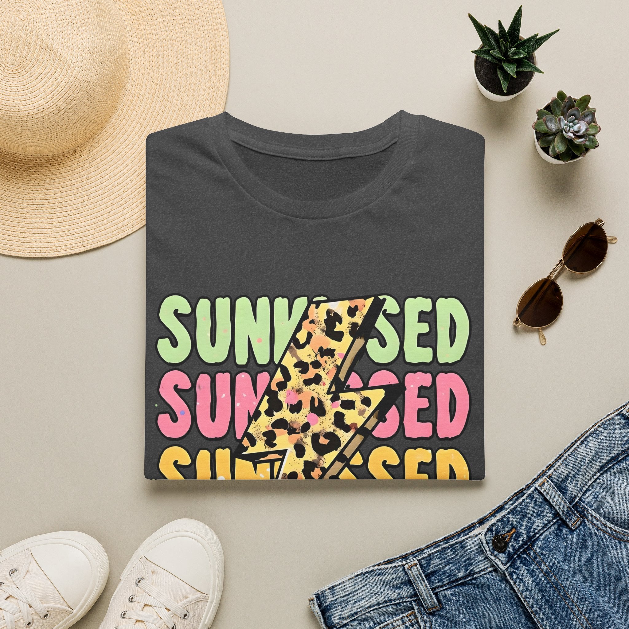 Sunkissed Retro Leopard Lightning T‑Shirt