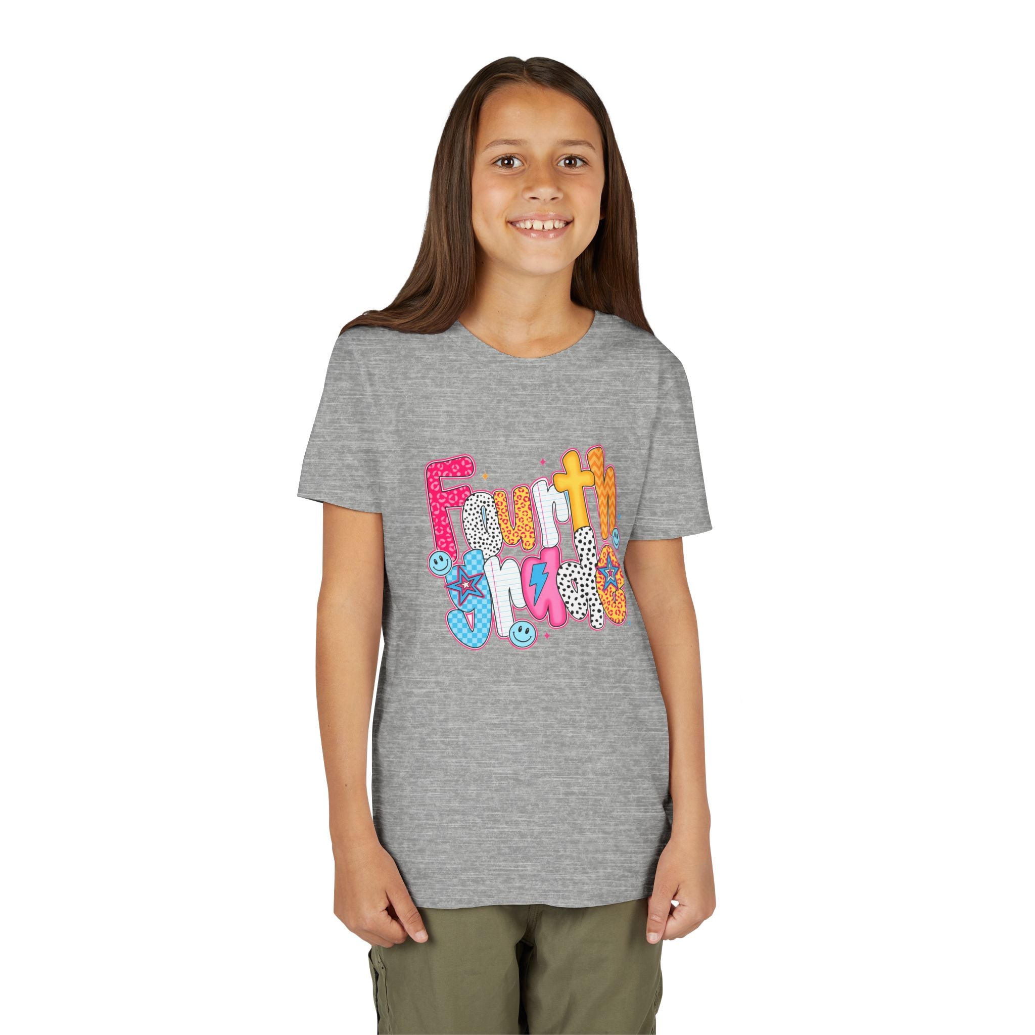 Fourth Grade Cute Youth Tee – Colorful Smiley School Shirt for Kids