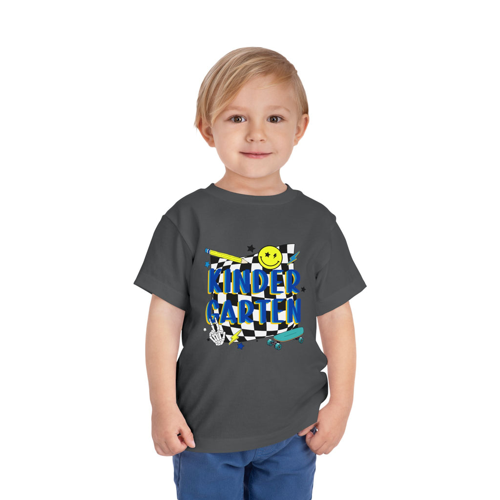 Kindergarten Toddler Tee — Smiley Skateboard Back-to-School Shirt