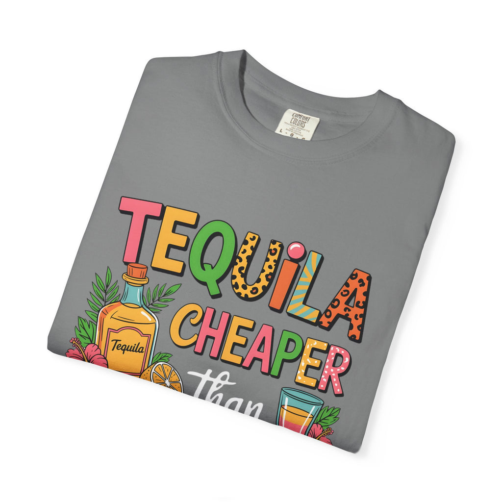 Tequila Cheaper Than Therapy T-shirt | Funny Margarita Cocktail Graphic