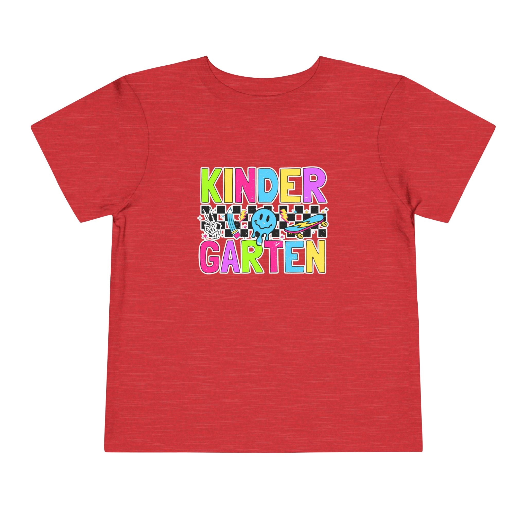 KinderGarten Toddler Tee - Colorful Checker Smiley Back-to-School Shirt