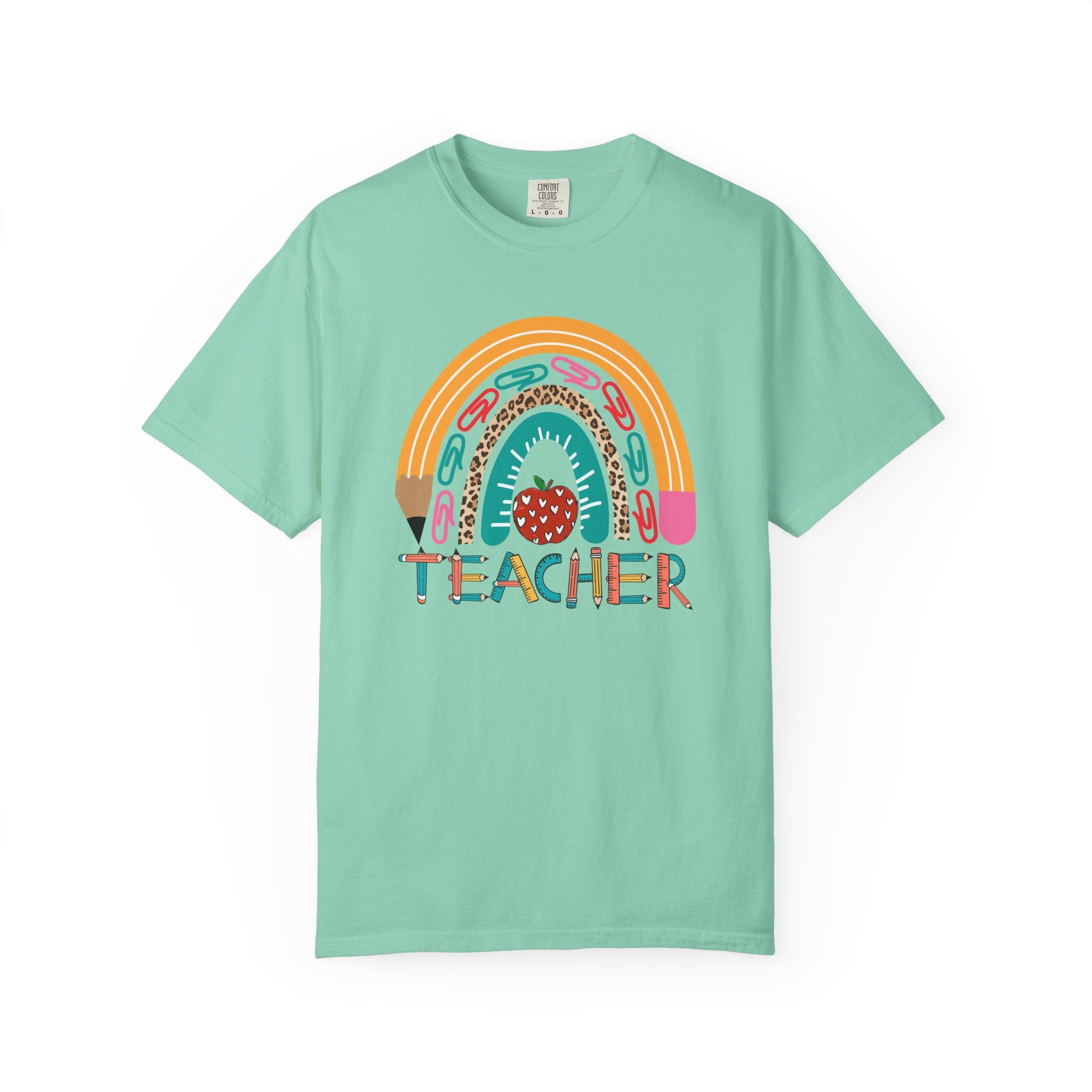Teacher Rainbow T-Shirt — Cute Apple & Pencil Back-to-School Tee