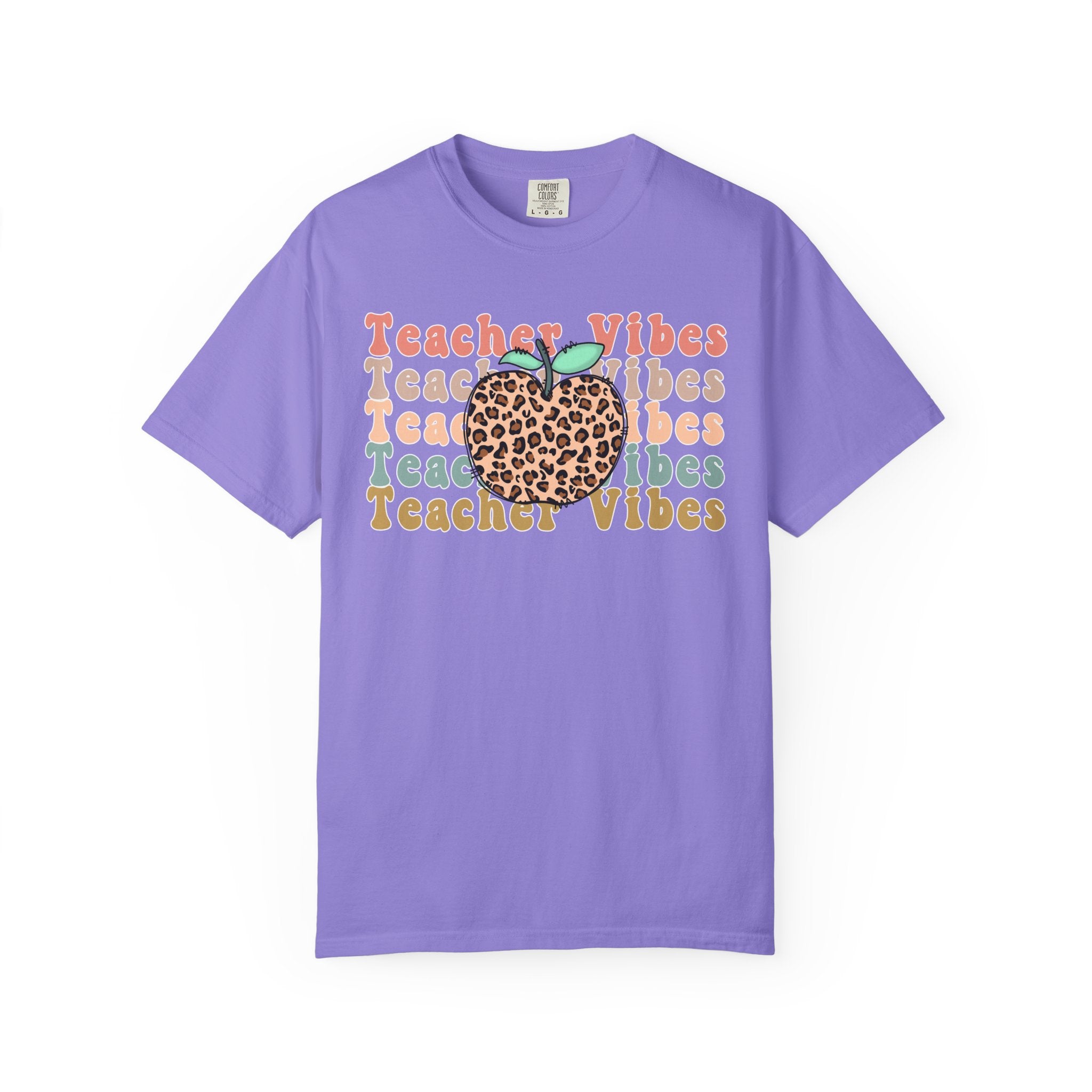 Teacher Vibes Leopard Apple T-Shirt