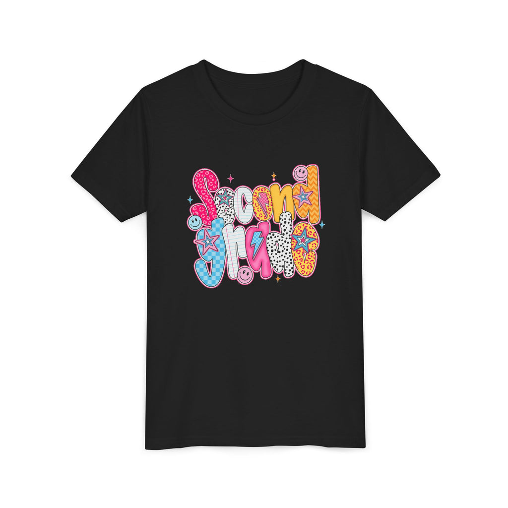 Youth Tee — Colorful 'Second Grade' Playful Retro Graphic