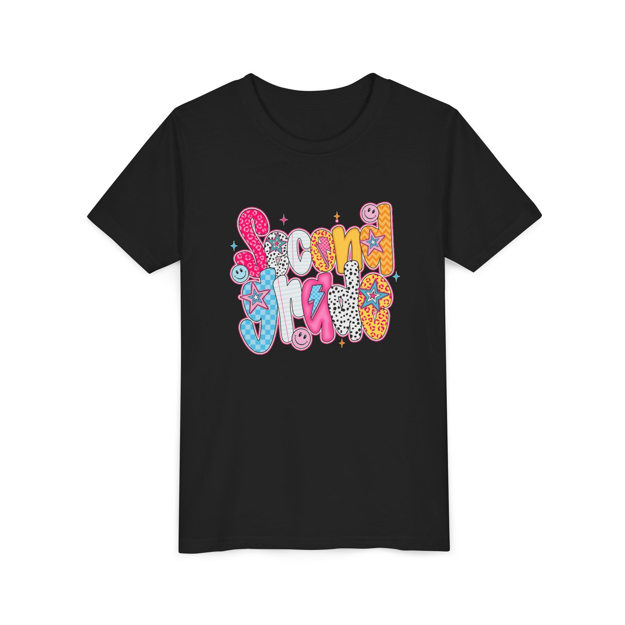 Youth Tee — Colorful 'Second Grade' Playful Retro Graphic