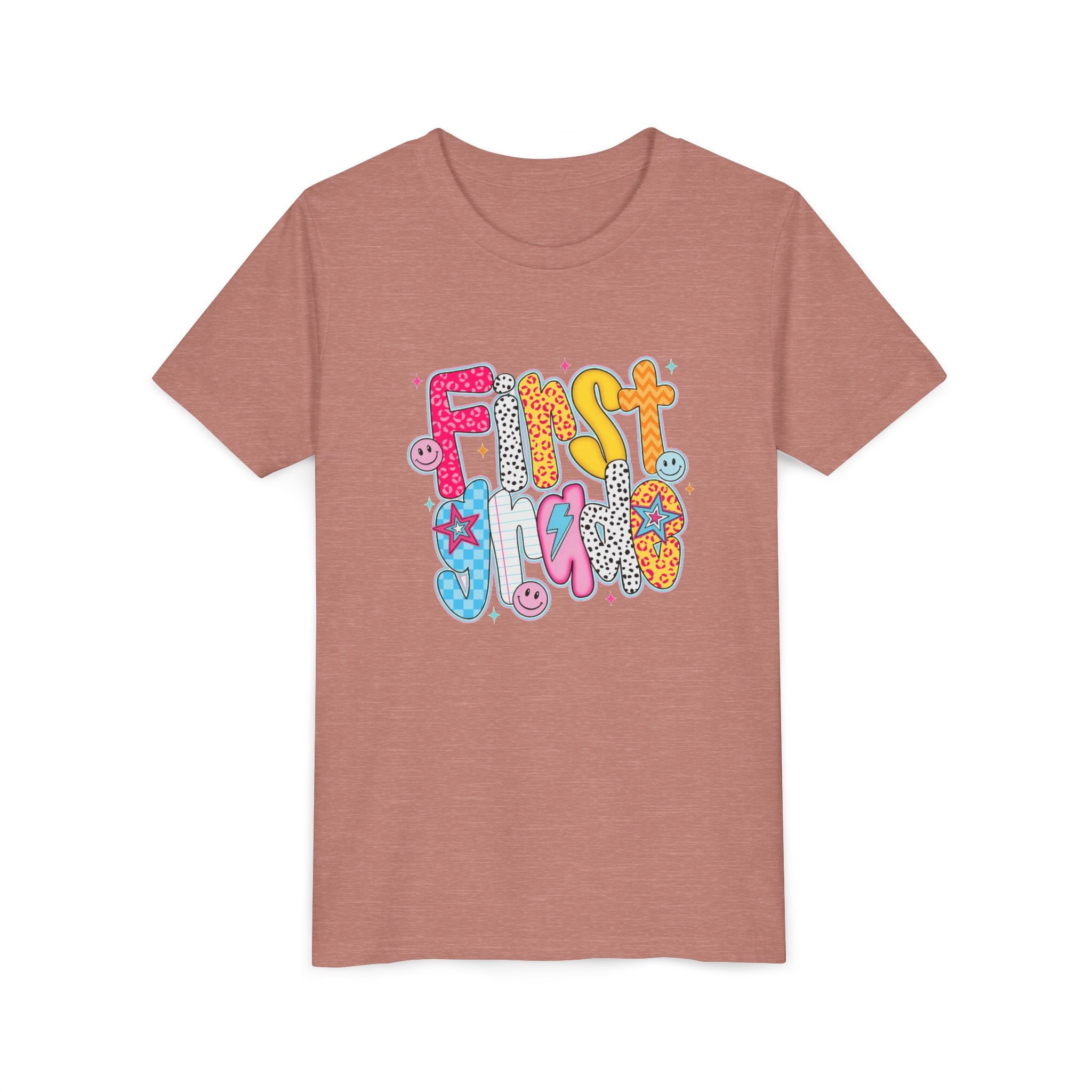 First Grade Youth Tee — Colorful Back-to-School Graphic Shirt