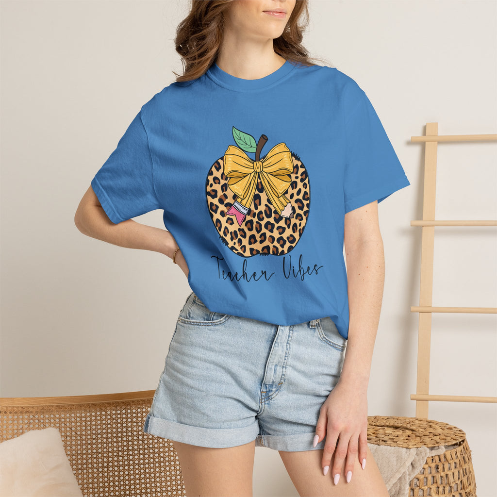 Teacher Vibes Leopard Pumpkin T-Shirt - Cute Fall Teacher Gift