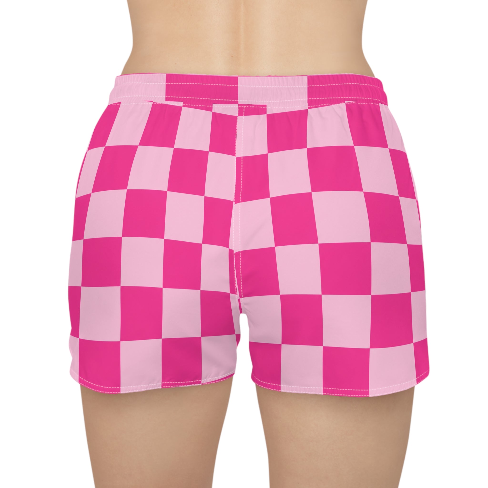 Pink Checkerboard Women's Casual Shorts