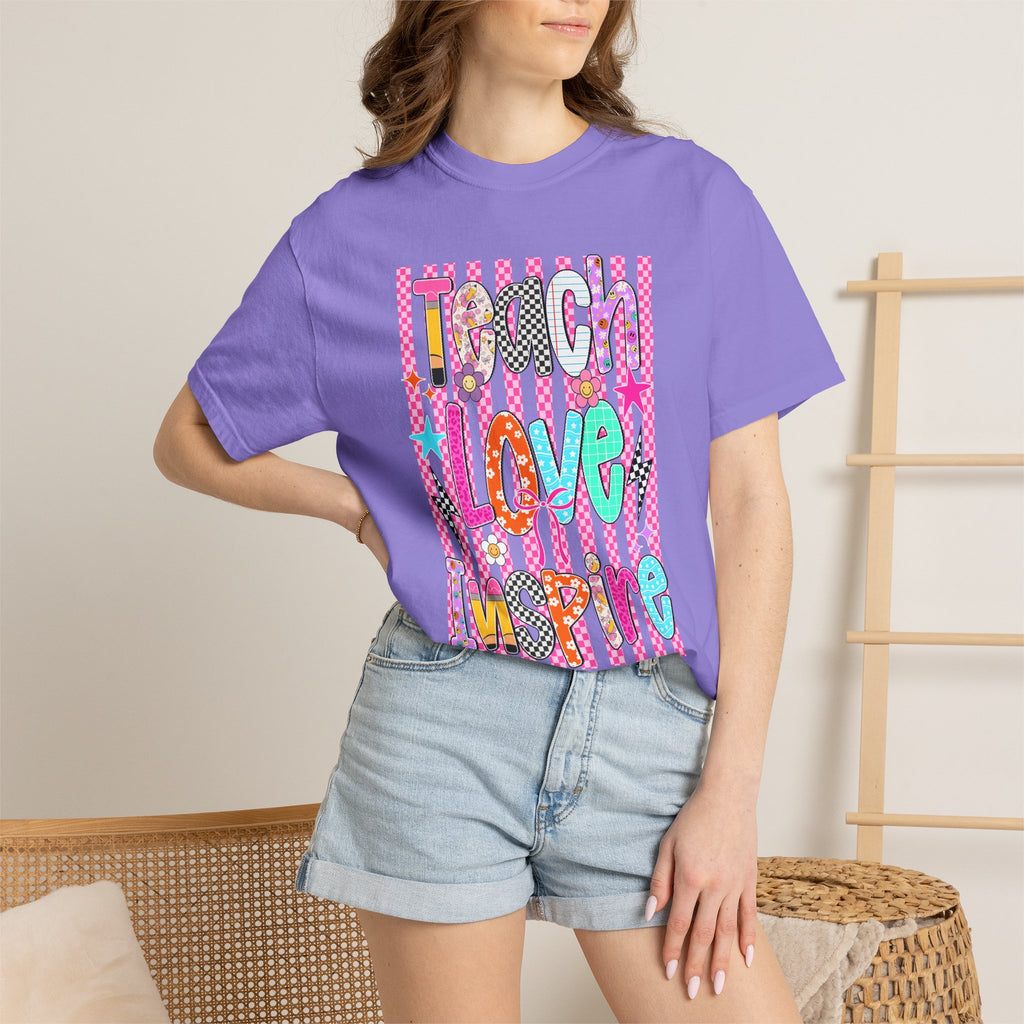 Teach Love Inspire T-Shirt — Colorful Positive Teacher Appreciation Tee