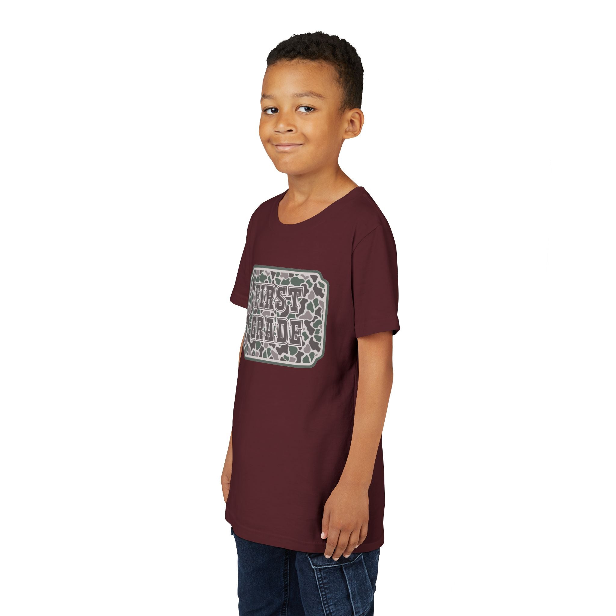 First Grade Tee — Camo Pattern Kids Back to School Shirt