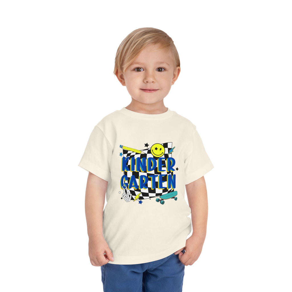 Kindergarten Toddler Tee — Smiley Skateboard Back-to-School Shirt
